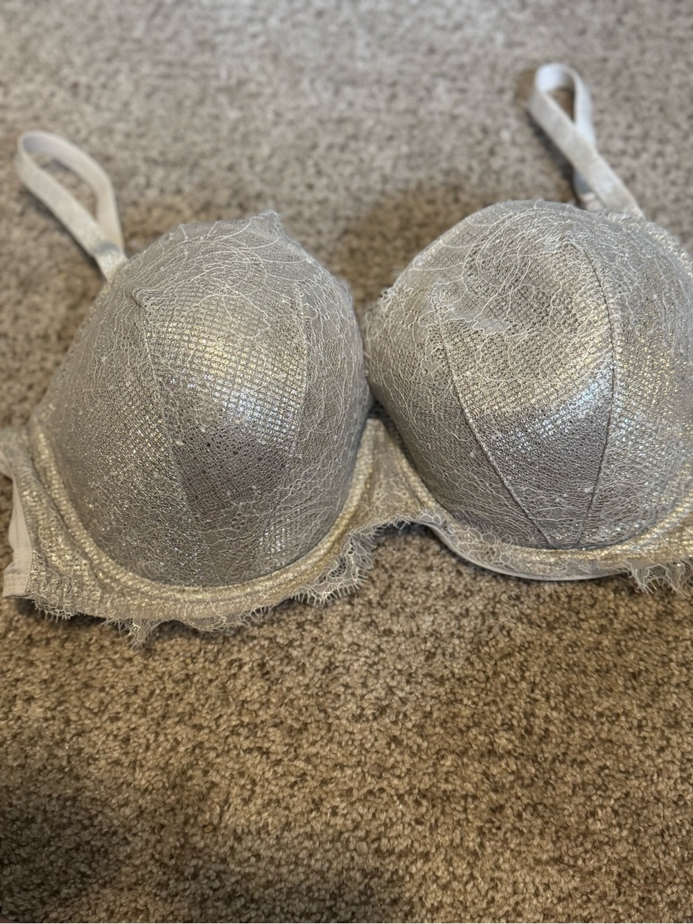 Victoria's Secret Shimmer Lace Push-Up Bra in Silver